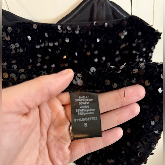 PANTS STORE NWT Black Sequin Party Evening Top, Size S - Picture 7 of 9